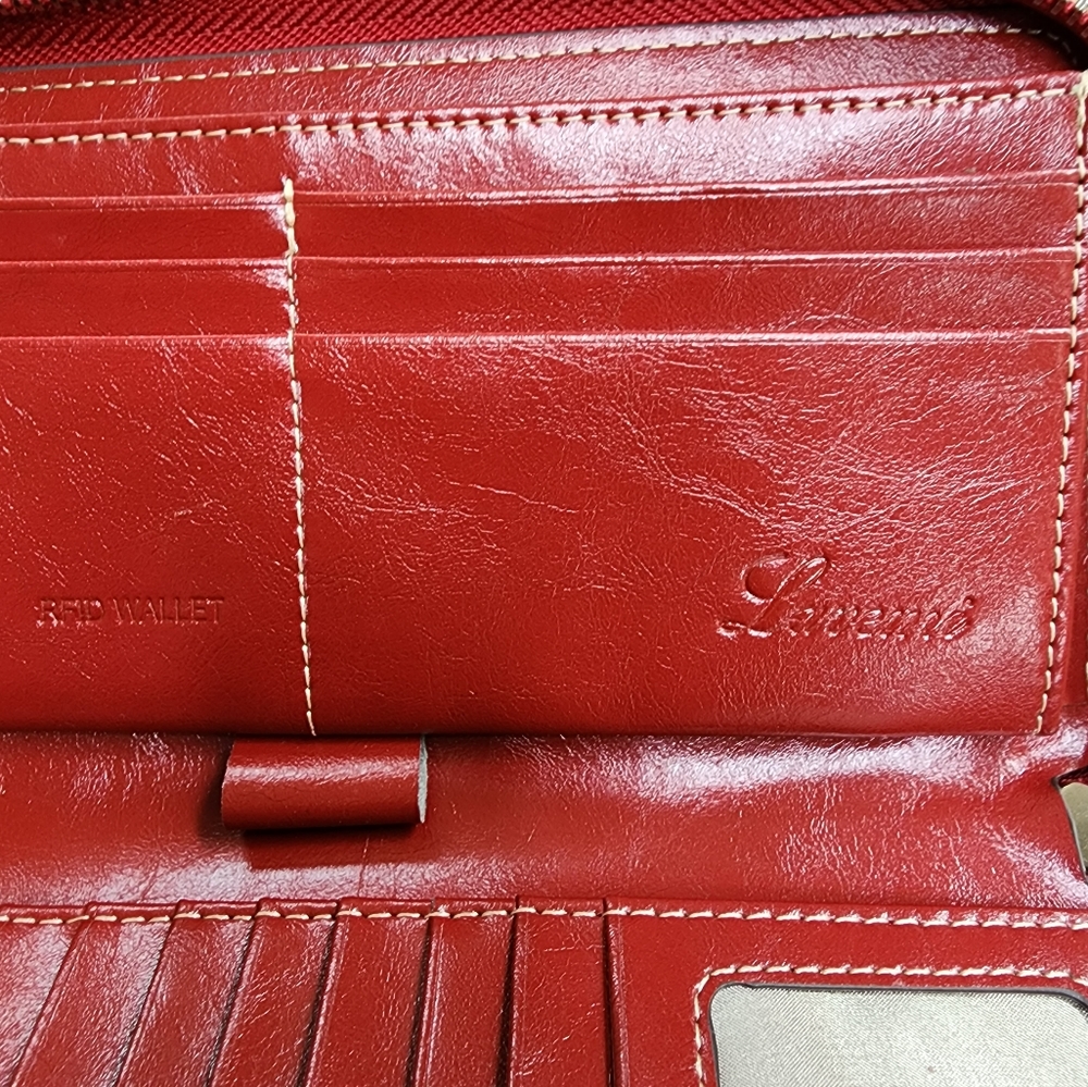 4/$25 Lavemi Women's RFID Blocking 100% Leather Large Capacity Zip Around Wallet - Picture 7 of 8